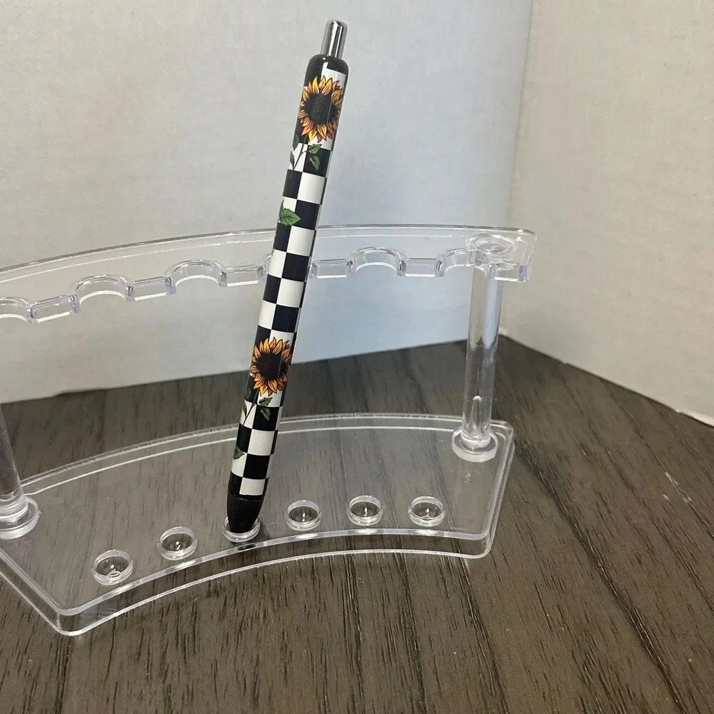 Sunflower checkered plaid Inkjoy Personalized Pens, Refillable gel pens, Vinyl W